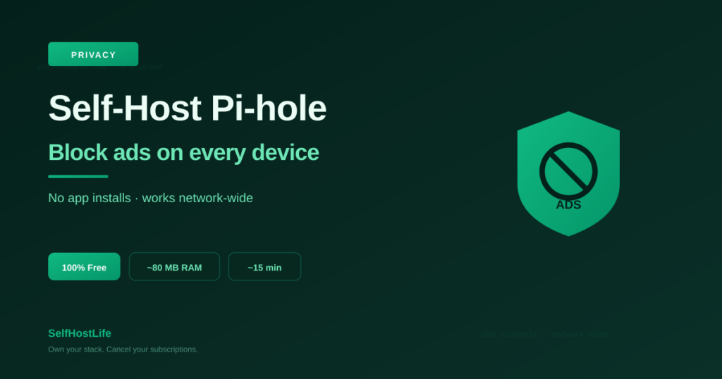 Pi-hole self-hosting 2026 — network-wide DNS ad blocking