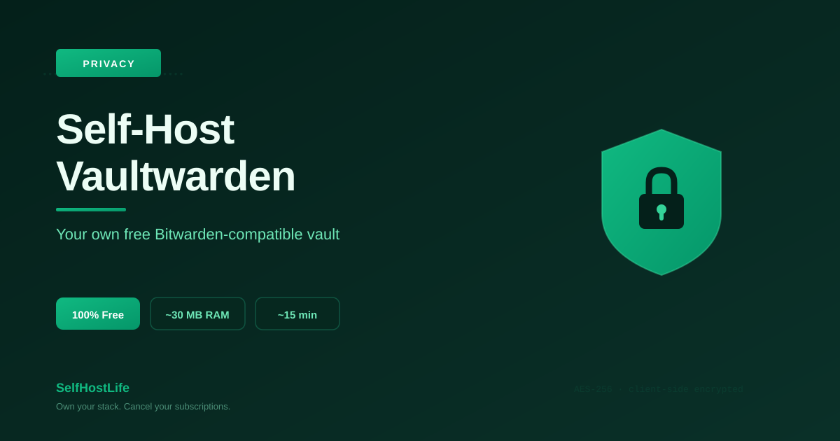 Vaultwarden self-hosting — free Bitwarden-compatible password manager 2026
