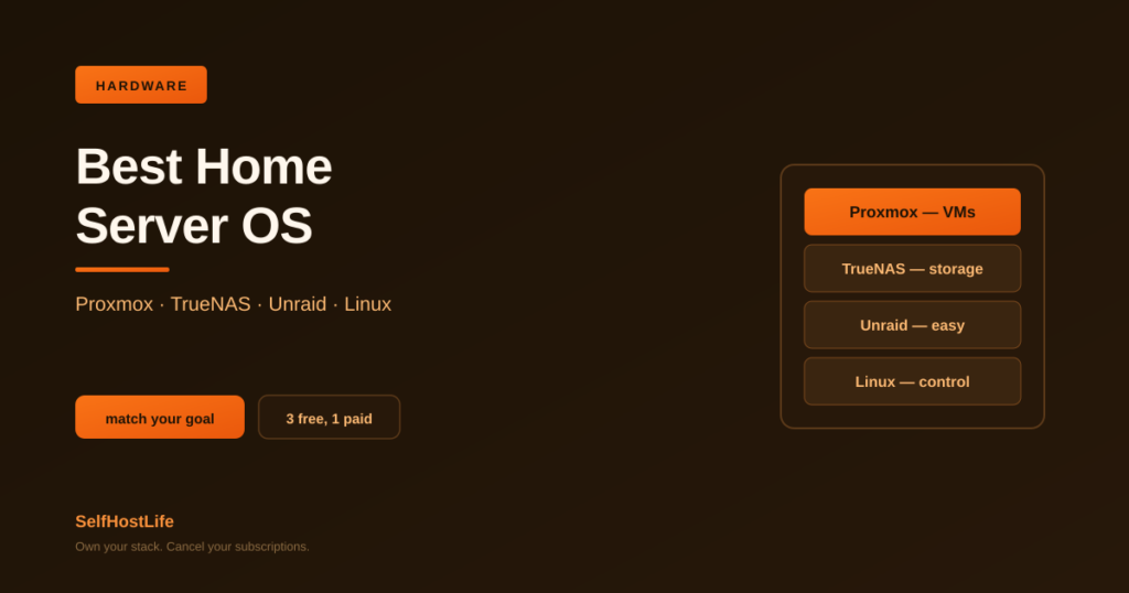 Best home server OS 2026 — Proxmox, TrueNAS, Unraid, Linux compared